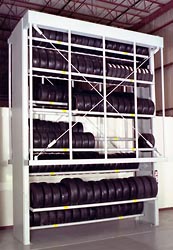 Store tires vertically with a tire carousel