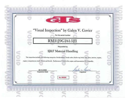 Inspection Certificate