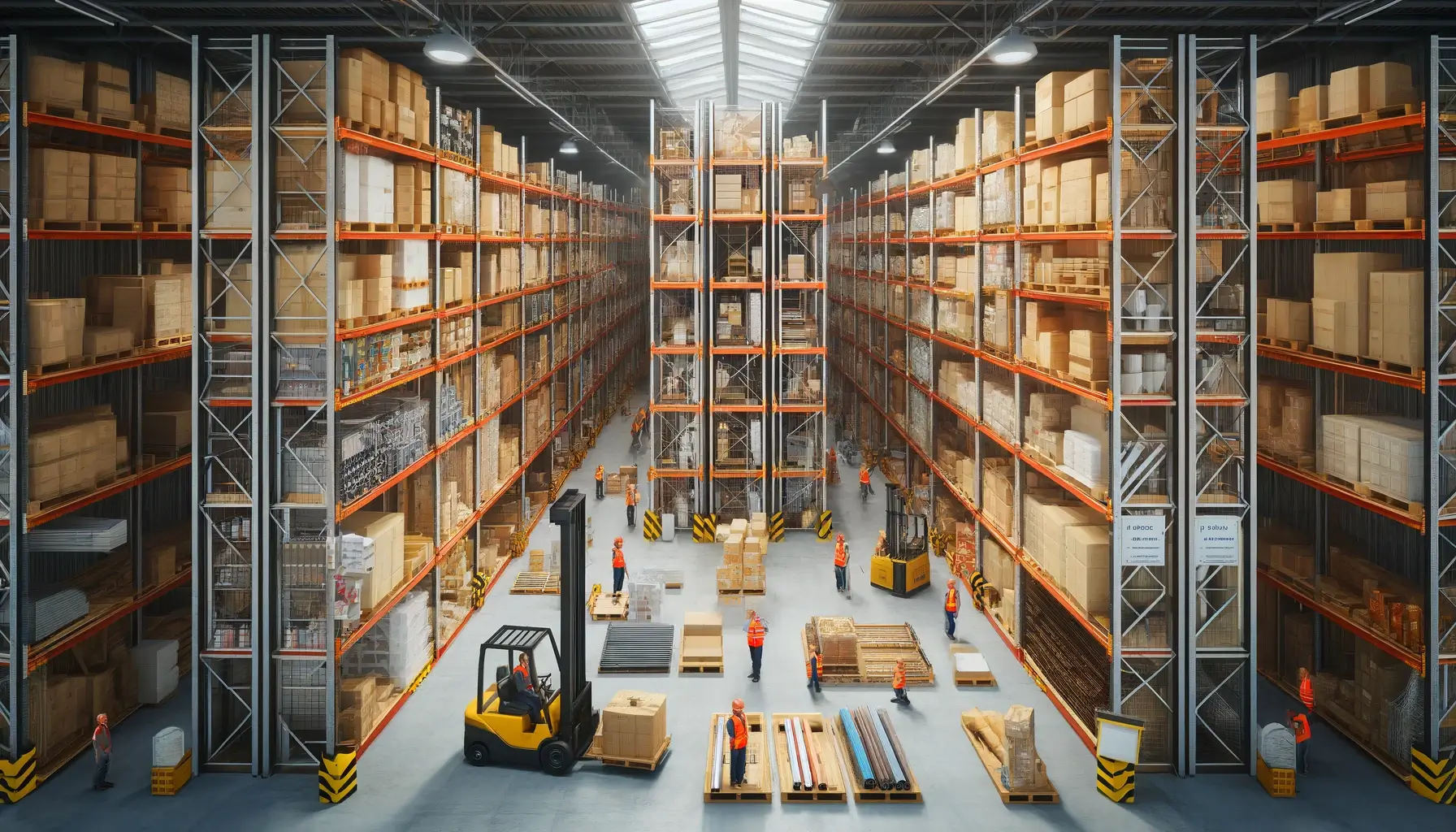 Large warehouse with various types of pallet racking storage.
